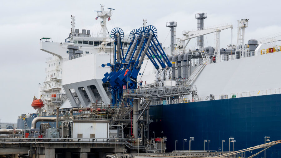 An LNG transport ship is seen docked in Freeport, Texas, on Dec 5, 2025. Credit: Kirk Sides/Houston Chronicle via Getty Images