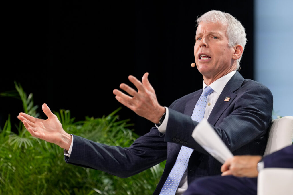 Energy Secretary Chris Wright speaks to the attendees at S&P Global’s CERAWeek in Houston on March 23. Credit: Brett Coomer/Houston Chronicle via Getty Images