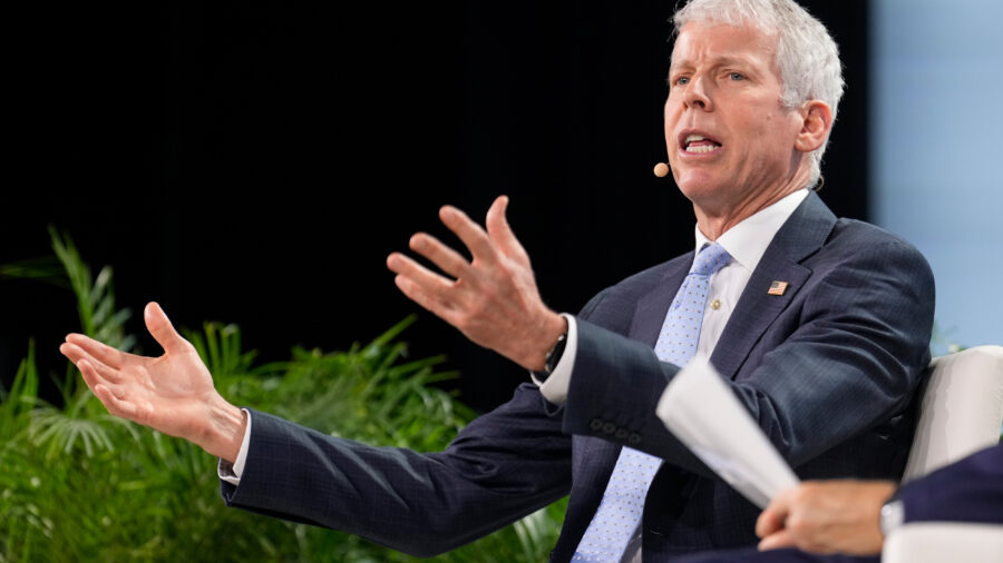 Energy Secretary Chris Wright speaks to the attendees at S&P Global’s CERAWeek in Houston on Monday. Credit: Brett Coomer/Houston Chronicle via Getty Images