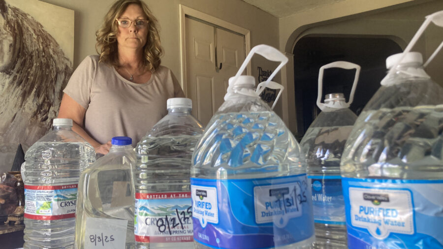 Stacey Greer has been filling jugs of water from her tap in Cadiz, Ohio, to test them for contaminants. Credit: Julie Grant/The Allegheny Front