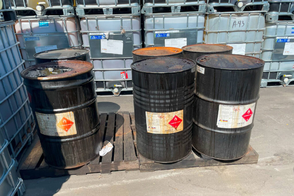 State inspectors found leaking chemical drums at the Brenntag plant in Durham last September. It was the third time inspectors discovered chemicals were being improperly stored. Credit: North Carolina Department of Environmental Quality