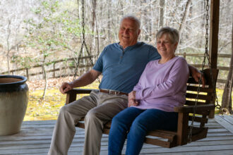 Tim and Deborah Mabe are among the plaintiffs suing Stokes County. Their land, in the family for generations, abuts the data center property. Credit: Lisa Sorg/Inside Climate News