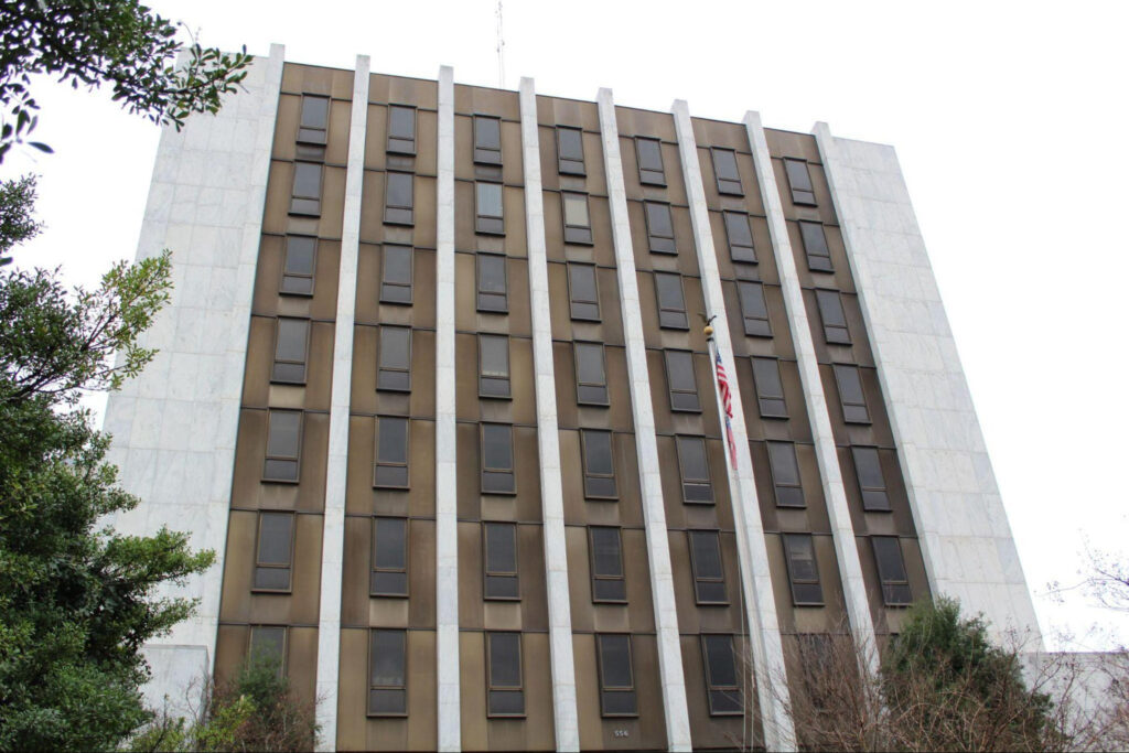 The DeKalb County Courthouse in Decatur, Ga., where the court is handling cases tied to protests over Atlanta’s public safety training center. Credit: Jade Yeban/Inside Climate News