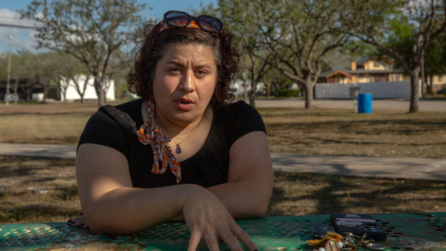 Elida Castillo, mayor of Taft, Texas, speaks at a city park on March 31. Credit: Dylan Baddour/Inside Climate News