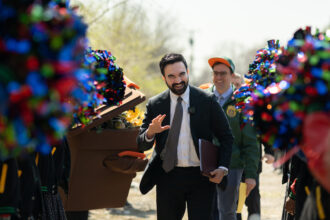 New York City Mayor Zohran Mamdani arrives for a cleanup event in the Bronx’s Soundview Park to mark day 100 of his administration on Friday. Credit: Michael Appleton/Mayoral Photography Office