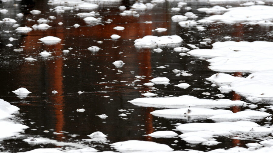 A close-up of the foam on a reflective surface