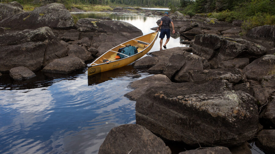 A person travels through the Boundary Waters Canoe Area Wilderness in September 2019 in northern Minnesota. Credit: Andrew Lichtenstein/Corbis via Getty Images
