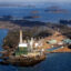 An aerial view of the Wyman Power Station, a peaker plant, on Cousins Island in Yarmouth, Maine. Credit: Gabe Souza/Portland Press Herald via Getty Images