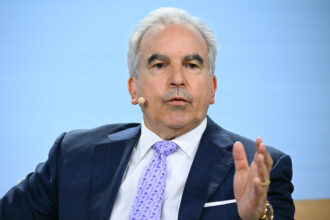 Cheniere Energy CEO Jack Fusco speaks during the CERAWeek energy conference in Houston on March 25. Credit: Ronaldo Schemidt/AFP via Getty Images