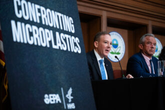 EPA Administrator Lee Zeldin (left) and Health and Human Services Secretary Robert F. Kennedy, Jr. announce the EPA’s draft Contaminant Candidate List on Thursday in Washington, D.C. Credit: Tom Williams/CQ-Roll Call, Inc via Getty Images