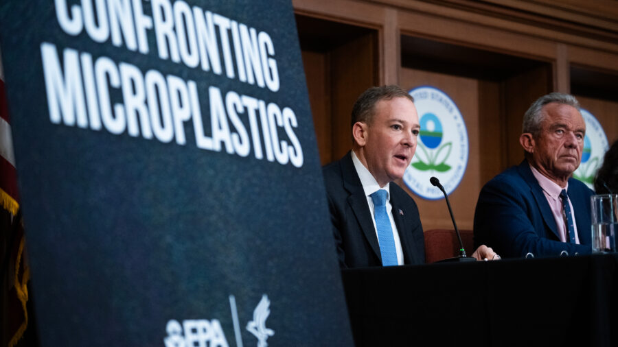 EPA Administrator Lee Zeldin (left) and Health and Human Services Secretary Robert F. Kennedy, Jr. announce the EPA’s draft Contaminant Candidate List on Thursday in Washington, D.C. Credit: Tom Williams/CQ-Roll Call, Inc via Getty Images