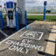 The charging station at the Pilot Travel Center near London, Ohio, was set up by a partnership between General Motors, Pilot Company and EVgo, with some funding from the federal government. Credit: Dan Gearino/Inside Climate News
