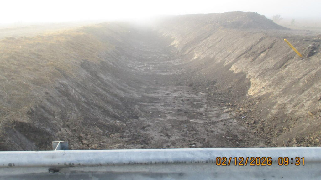 The unnamed ditch less than a mile upstream of Tesla’s discharge pipe. Credit: Travis Prater/Texas Commission on Environmental Quality