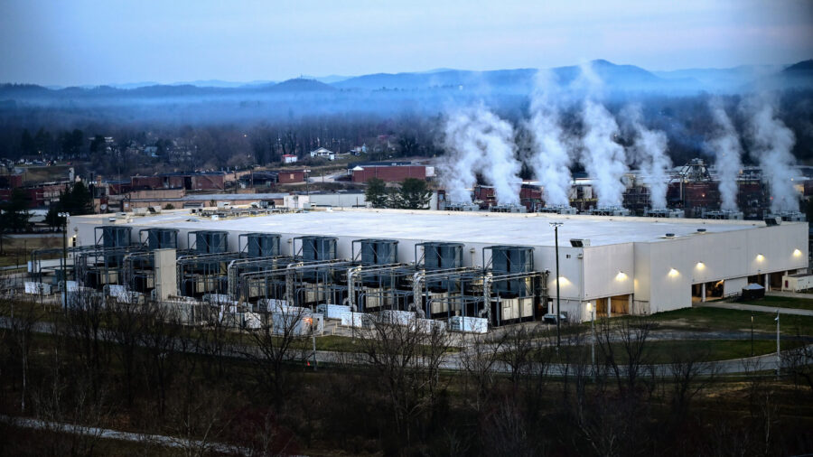 Mist rises from the cooling towers of Google’s data center in Lenoir, N.C. Credit: Google