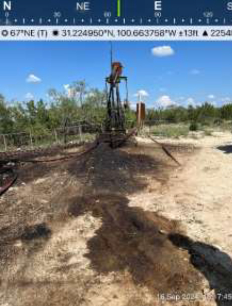 On Sep. 16, 2024, Railroad Commission inspectors documented extensive hydrocarbon pollution at Well #2 on Chesnutt’s ranch. The commission never issued any fines. Credit: Courtesy of the Railroad Commission of Texas