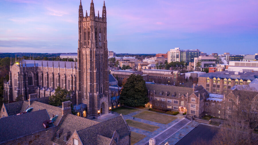 An aerial view of Duke University’s West Campus in Durham, N.C. Credit: Duke University