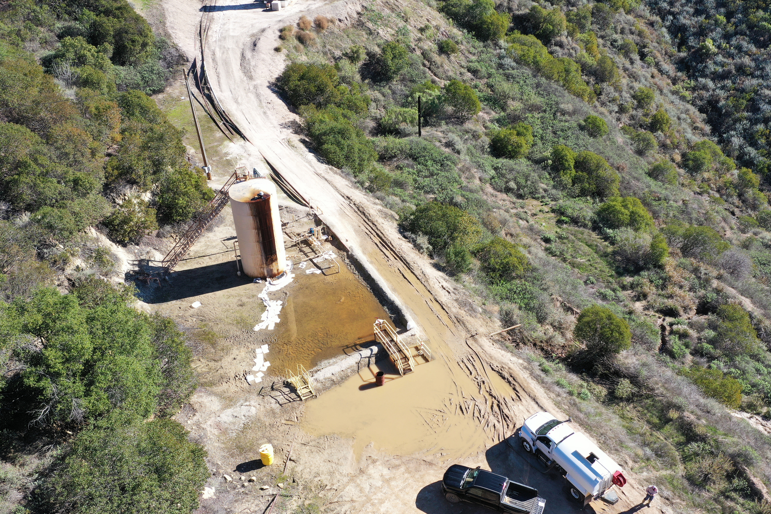 An aerial view of the area where the Carbon California oil spill originated. Credit: CFROG