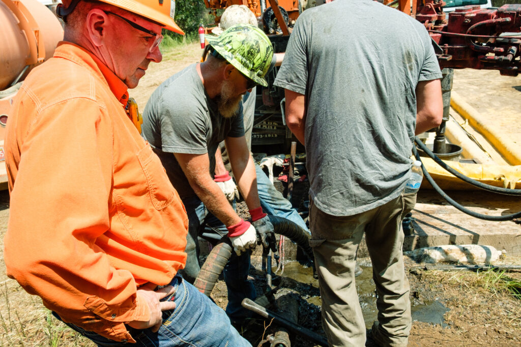 Curtis Shuck and Bailey’s Well Service’s personnel work on plugging Doneghy #2 in the Deep Fork National Wildlife Refuge.