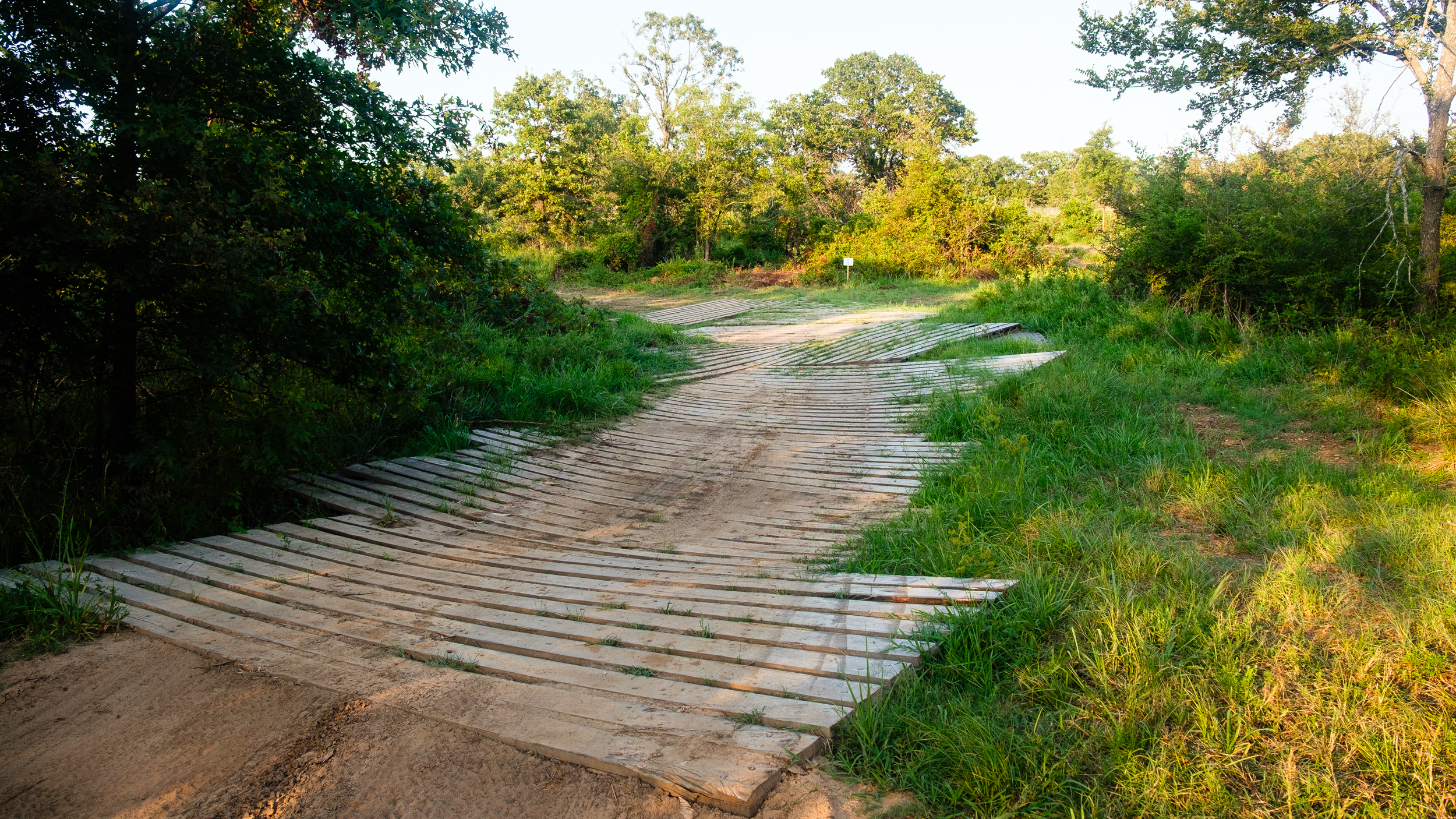 A temporary roadway provides access to abandoned wells in the Deep Fork National Wildlife Refuge.