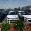 Used EVs sit on a sales lot on March 30 in West Covina, Calif. Credit: Justin Sullivan/Getty Images