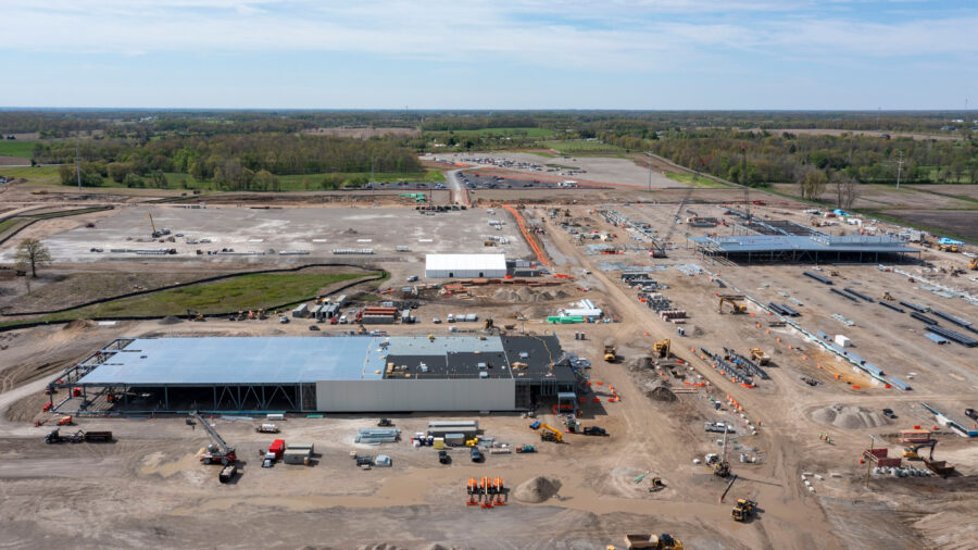 The construction site of a data center developed by Related Digital for Oracle and OpenAI is seen on May 6 in Saline, Mich. Credit: Jim West/UCG/Universal Images Group via Getty Images