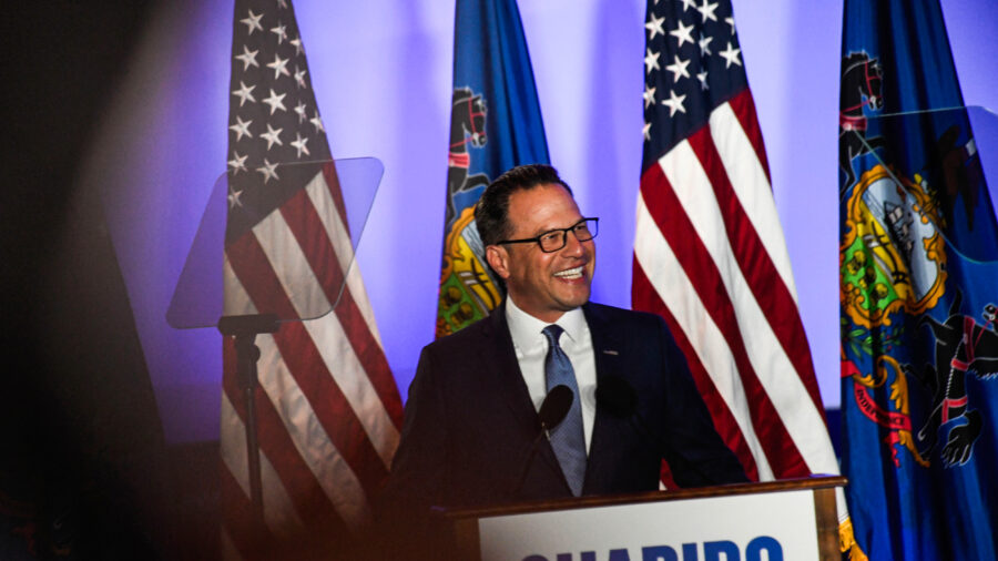 Gov. Josh Shapiro speaks during a primary election night event on May 19 in Warminster, Pa. Credit: Matthew Hatcher/Getty Images