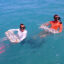 Carly Dennison (left) and Jordan Holder from the University of Miami Rosenstiel School prepare to outplant “Flonduran” and Florida elkhorn corals in the Dry Tortugas. Credit: Bailey Marquardt/Coral Reef Futures Lab