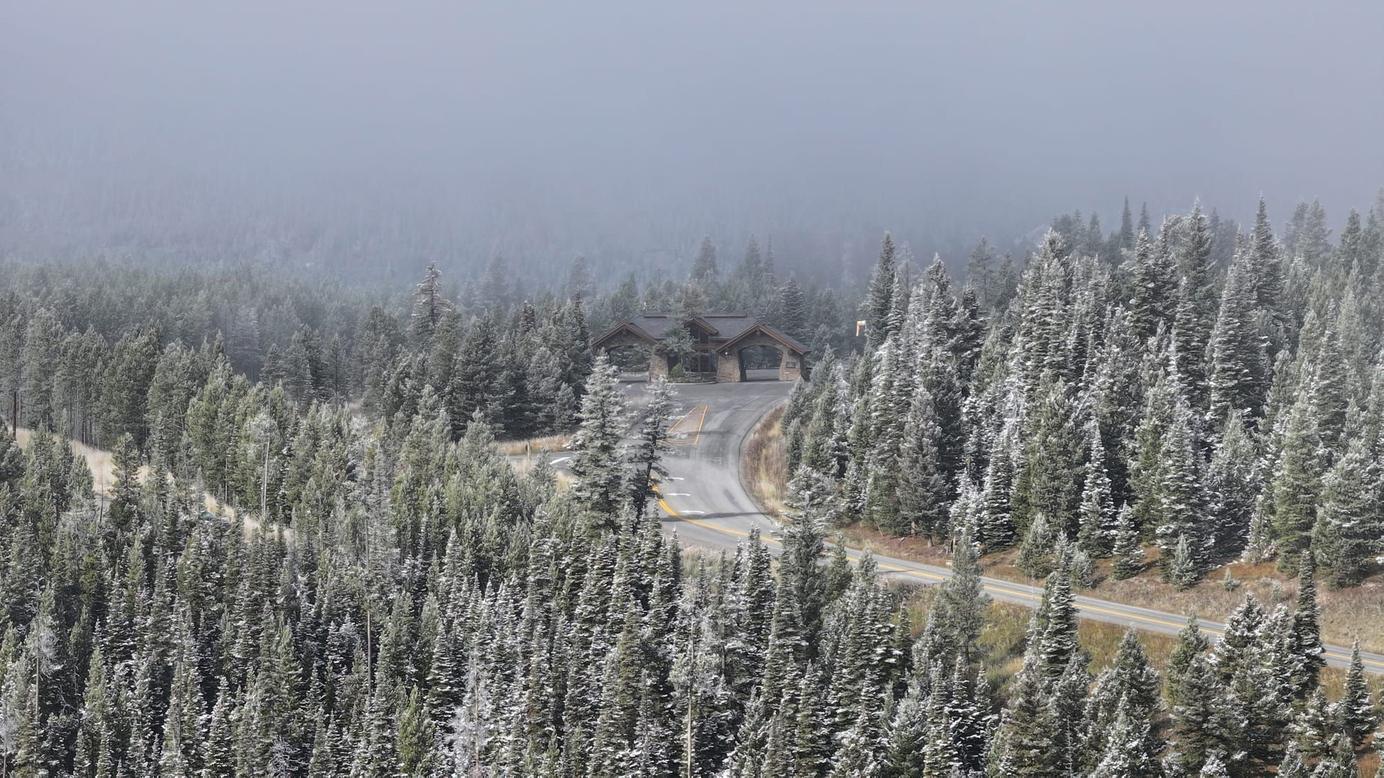 The entrance gate to the Yellowstone Club, a mountaintop enclave for the megarich, seen outside Big Sky, Mont. Credit: Evan Simon/Floodlight