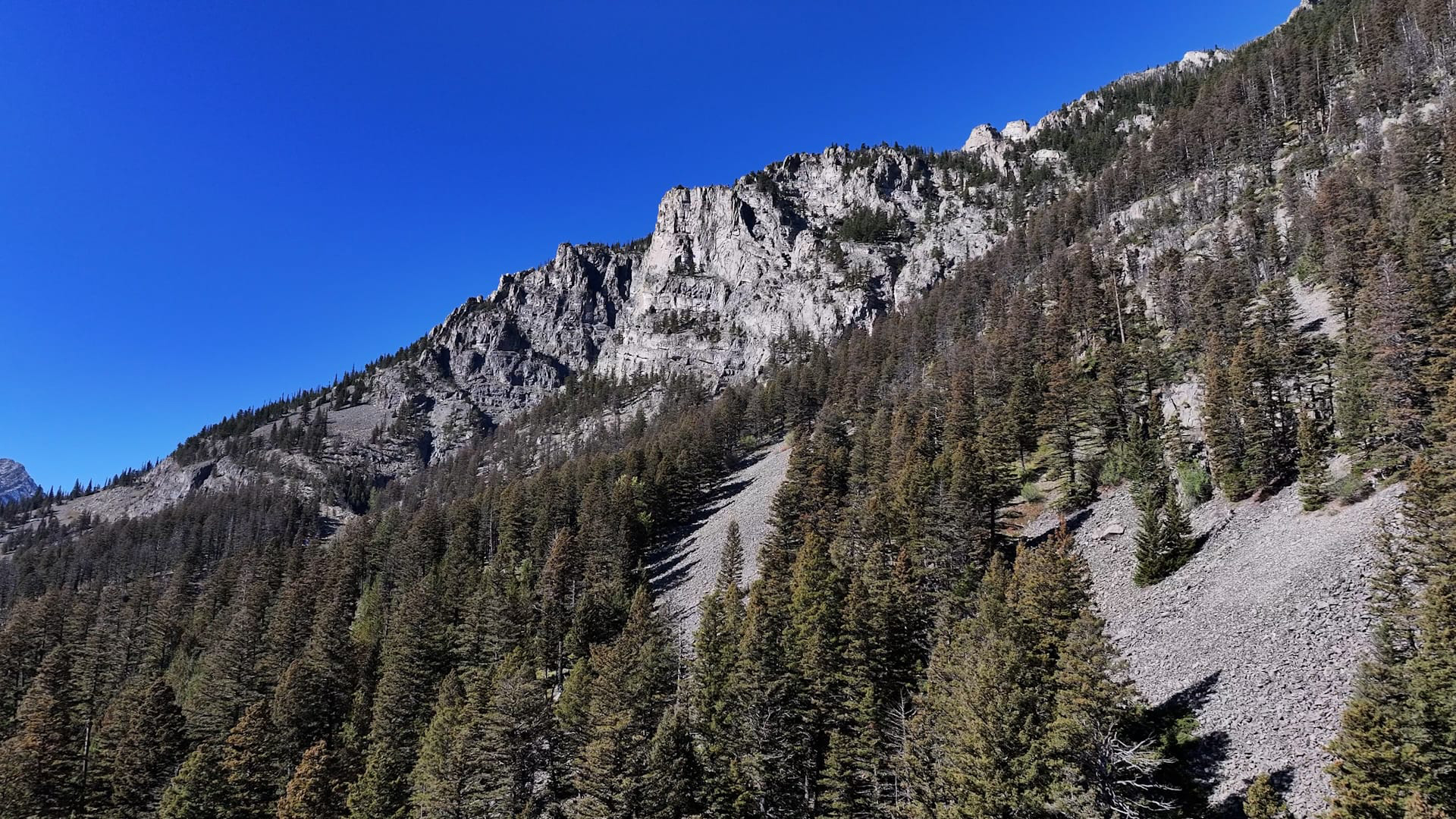 Rock screes and steep slopes are prevalent at the starting point of a new 22-mile trail that will be the only public access point into the east side of the Crazy Mountains. Credit: Evan Simon/Floodlight