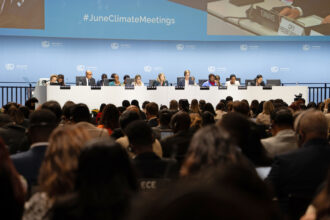 Delegates from around the world attend the opening plenary of the latest round of climate negotiations on June 8 in Bonn, Germany. Credit: Lara Murillo/UNFCCC