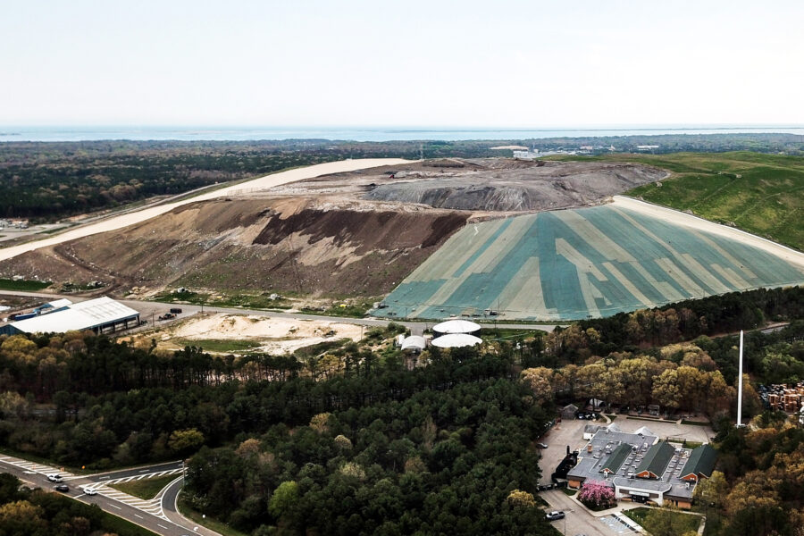 An aerial view of the Brookhaven landfill in New York. Credit: Steve Pfost/Newsday RM via Getty Images