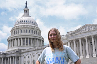 Eva Lighthiser, lead plaintiff in Lighthiser v. Trump, stands at the U.S. Capitol in July 2025. Credit: Alex Wroblewski/AFP via Getty Images