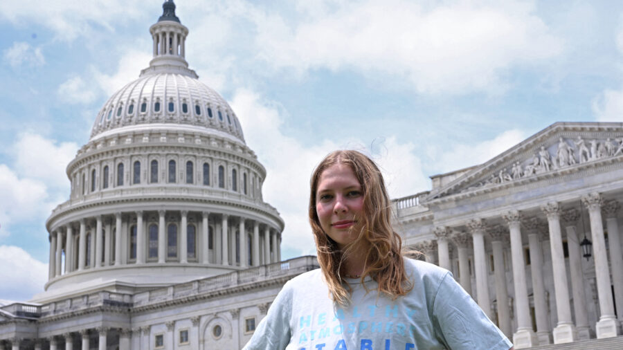 Eva Lighthiser, lead plaintiff in Lighthiser v. Trump, stands at the U.S. Capitol in July 2025. Credit: Alex Wroblewski/AFP via Getty Images