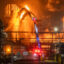 Crews work to extinguish a fire after an explosion at a Chevron refinery on Oct. 2, 2025, in El Segundo, Calif. Credit: Apu Gomes/Getty Images