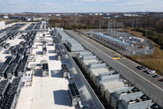 Data center cooling fans and generators operate next to a power substation in Ashburn, Va., on Nov. 12, 2025. Credit: Andrew Caballero-Reynolds/AFP via Getty Images