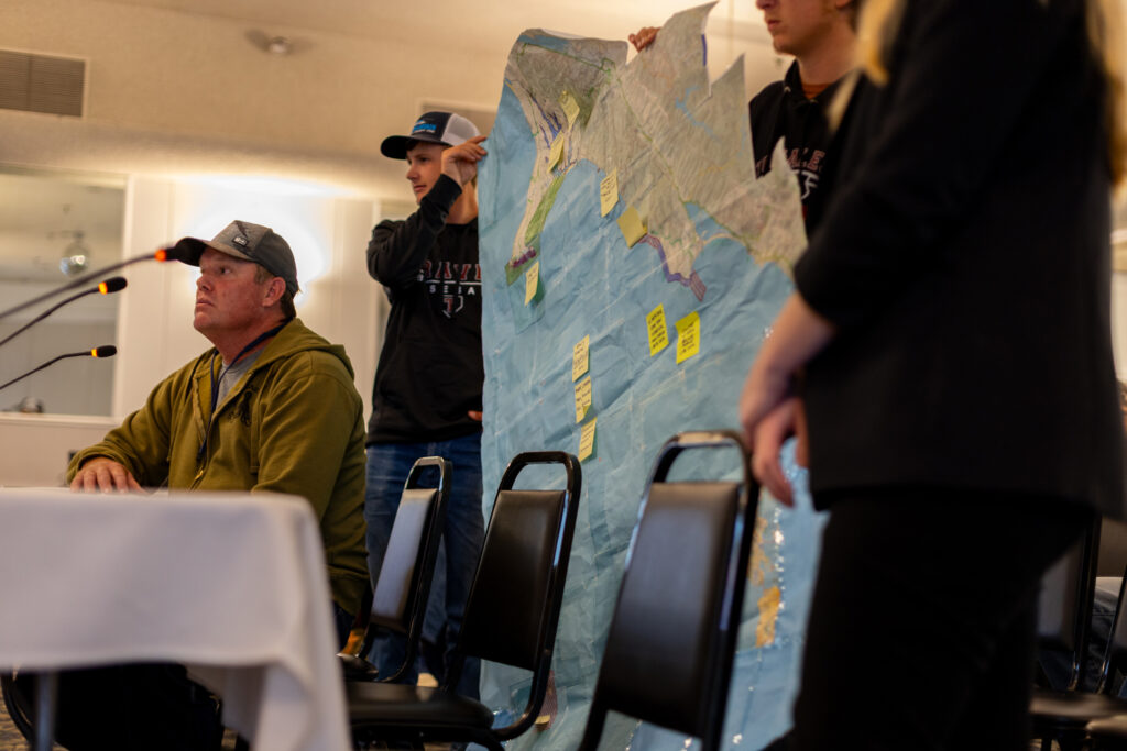 Jeremy Dierks explains how increased protections would impact his fishing access during a public meeting at the San Mateo Elks lodge on April 21. Credit: Claire Barber/Inside Climate News