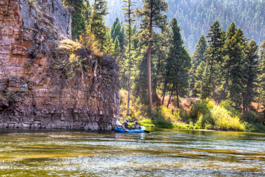 People fish from a raft on the Blackfoot River in Missoula, Mont. Credit: Bob Wick/Bureau of Land Management