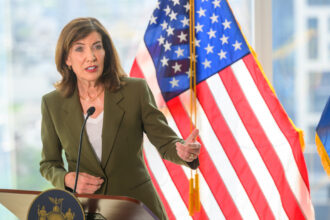 Gov. Kathy Hochul speaks after signing an executive order to create the nation’s first statewide moratorium on new hyperscale data centers. Credit: Susan Watts/Office of Governor Kathy Hochul