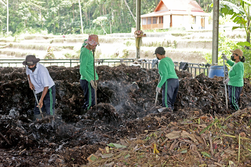 Compost processing at Keliki Village, Bali. Credit: Courtesy, Merah Putih Hijau (MPH)