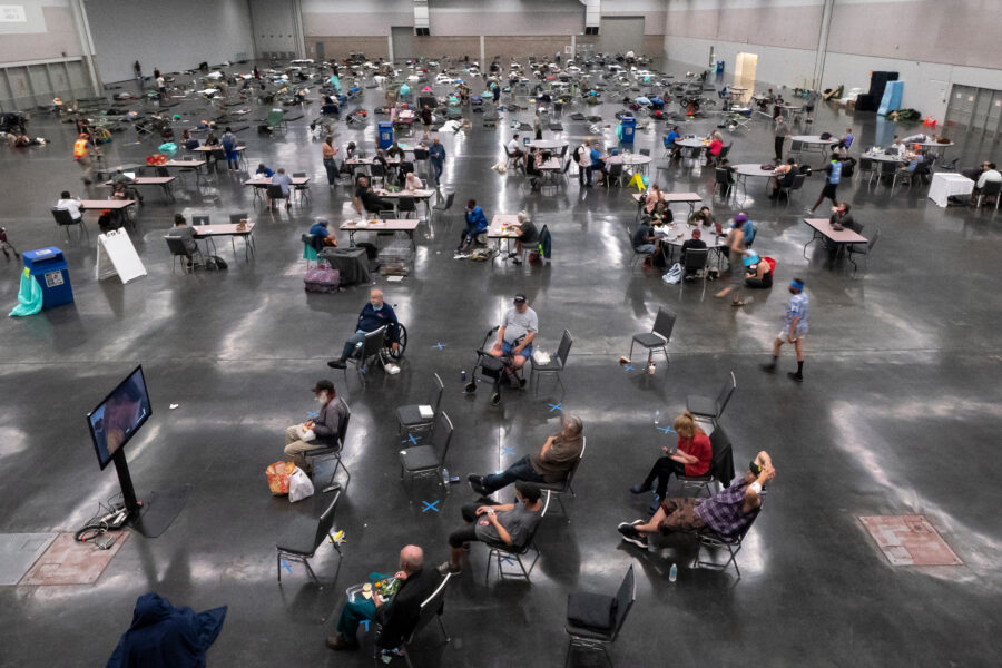 People take shelter in a cooling center in Portland, Ore., on June 27, 2021. Scientists have said the deadly 2021 heatwave in the Pacific Northwest would have been nearly impossible before human-caused global warming. Credit: Nathan Howard/Getty Images