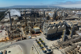 An oil refinery in Torrance, Calif., is seen on June 15. Credit: Kayla Bartkowski/Los Angeles Times via Getty Images