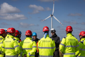 Coal miners take part in a turbine operation training at a wind farm near Gorzyca, Poland, on July 8. Credit: Wojtek Radwanski/AFP via Getty Images
