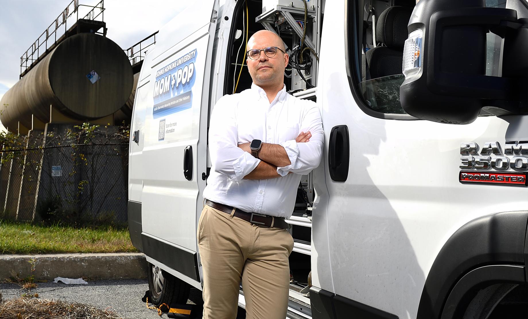 Peter DeCarlo with mobile monitoring van