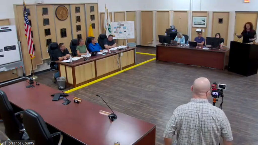 State Rep. Stefani Lord addresses the Estancia Board of Trustees during a June 30 public meeting. Screenshot: Town of Estancia webstream