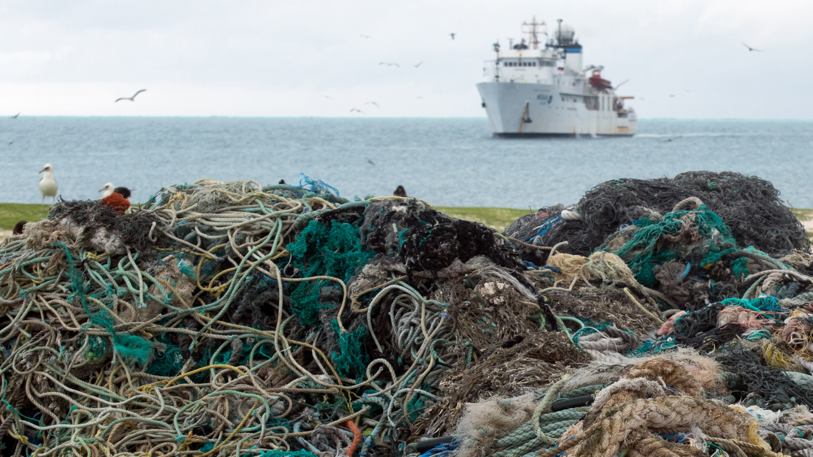 A pile of marine debris sits on the shores of the Papahānaumokuākea Marine National Monument in Hawaii. Credit: NOAA