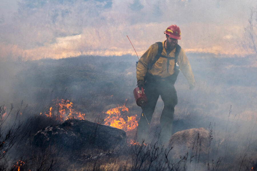 Firefighters manage a controlled burn at Acadia National Park in Maine in 2024. Credit: Brady Richards/National Park Service