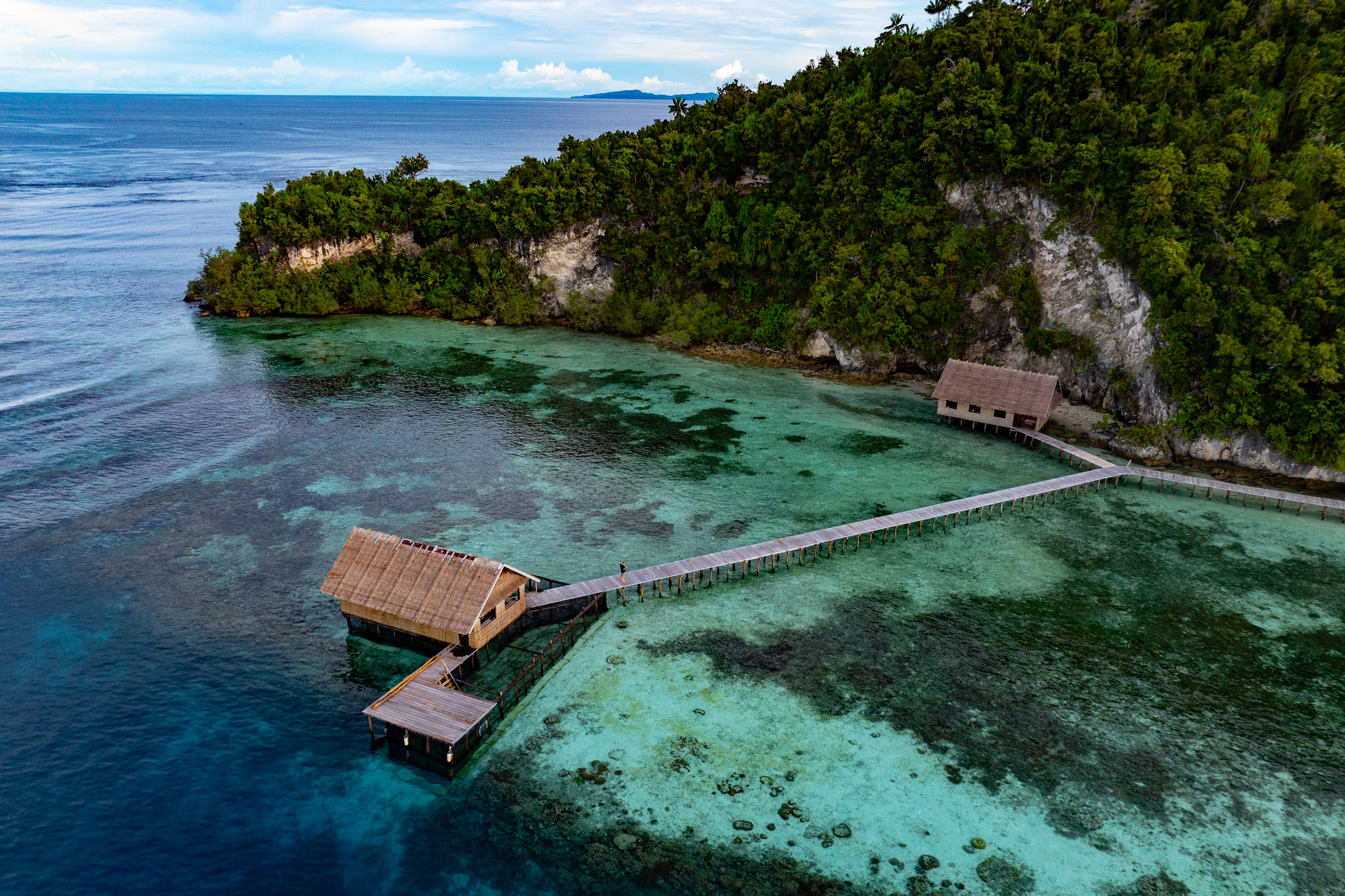 The nursery and ReShark lodge on Kri Island in Raja Ampat. Credit: Mark Erdmann/ReShark
