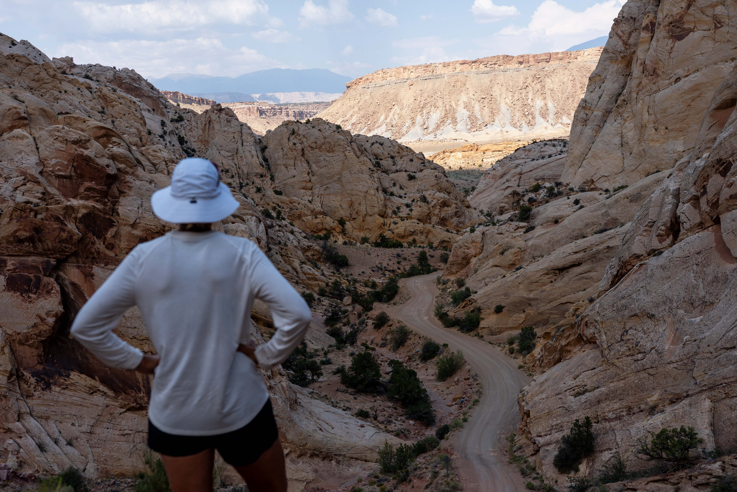 Mina Guli surveys her route during her nearly 1,800 mile run down the length of the Colorado River on July 14. Credit: Andrew King