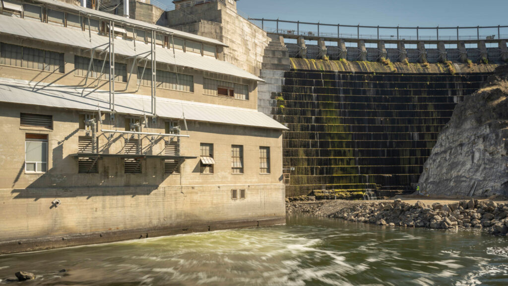 The Klamath River at Copco 1 Dam before removal. Credit: Swiftwater Films