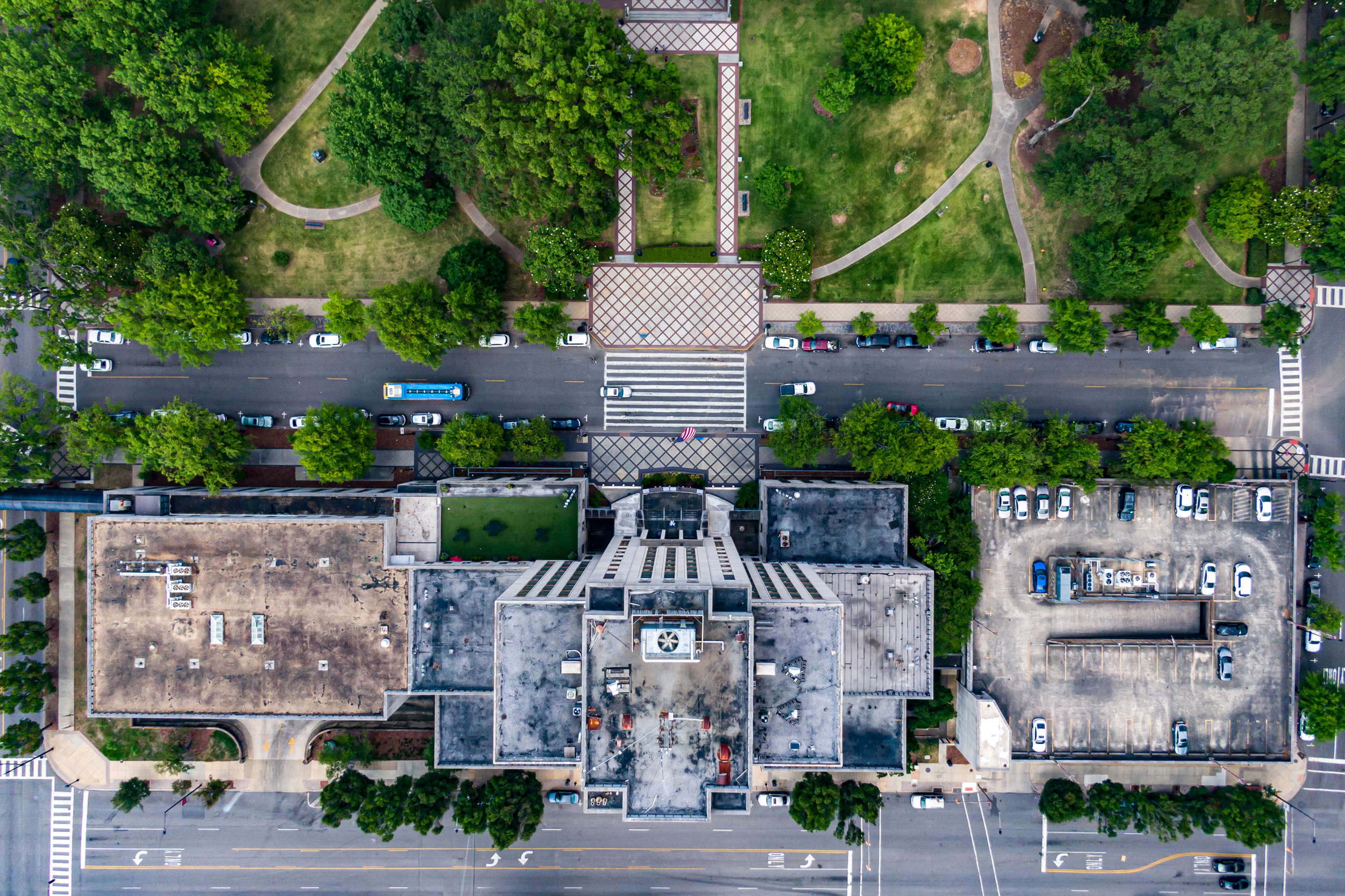 An aerial view of Birmingham City Hall. Credit: Lee Hedgepeth/Inside Climate News